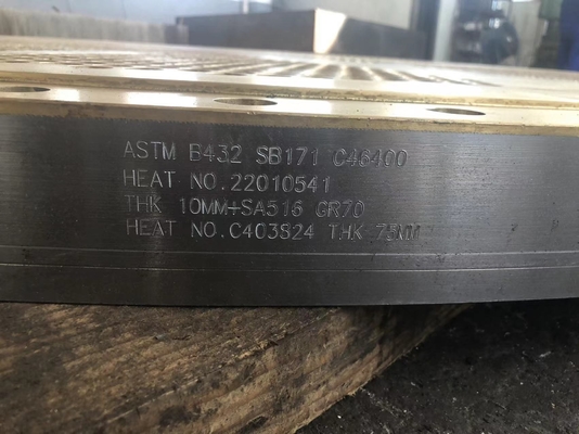 ASTMC46400 Folha de tubo de latão Folhas de tubo de explosão de 12 mm Trocador de calor de placas unidas